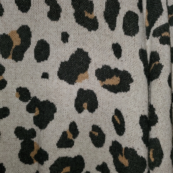 Loft Plus Cheetah Sweater, 24/26, crew neck, Beige/Brown/Black - Picture 2 of 5